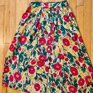 Monki Button-Down Floral Midi Skirt